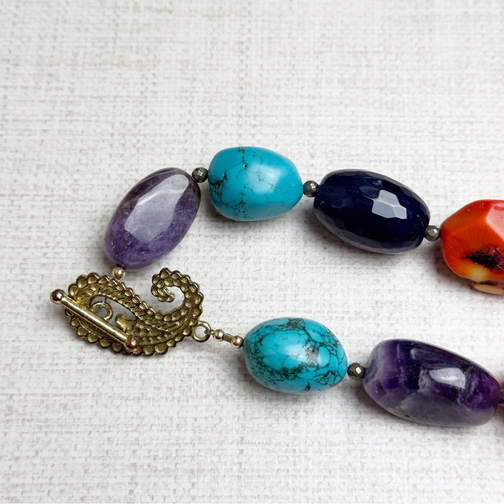 Statement Multi Color Beaded Necklace - Picture 4 of 5